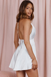Bella Notte Plunging A-Line Mini Dress White